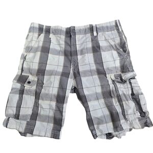 Levis Vintage Cargo Shorts Mens 40 Multicolor Gray Plaid Retro Baggy